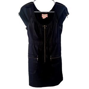 Phoebe Couture Black Cap Sleeve Zipper Accent Dress - Size 4